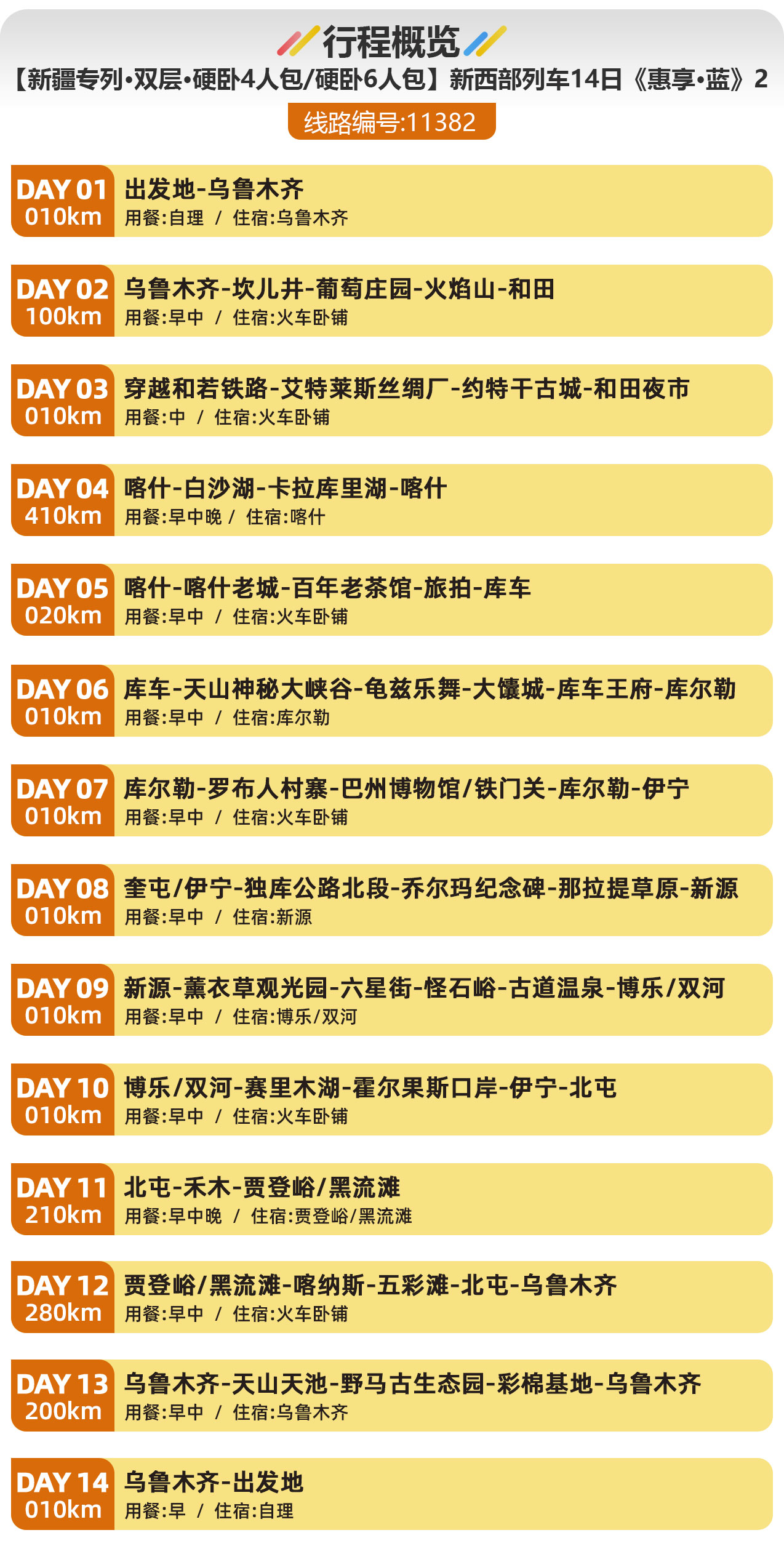 【新疆專列·新西部列車·雙層硬臥·硬臥4人包硬臥6人包】新西部列車南北疆深度環(huán)游專列14日《惠享·藍(lán)》2